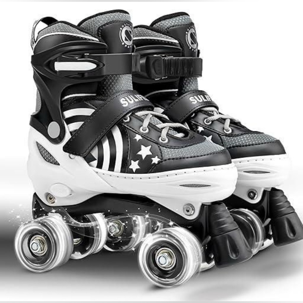 Rainbow Unicorn 4 Size Adjustable Light up Roller Skates & Kids- Youth Large